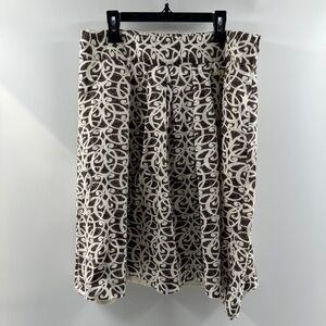 Merona A-Line Skirt | Ivory & Brown Pattern | Women’s Size 8